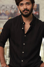 Black Striped Full-Hand Shirt