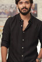 Black Striped Full-Hand Shirt