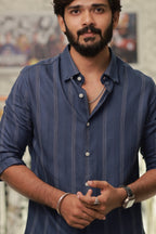 Blue Striped Full-Hand Shirt
