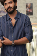 Blue Striped Full-Hand Shirt