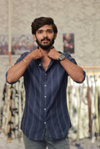 Blue Striped Full-Hand Shirt