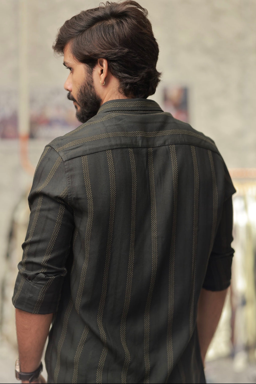 Green Striped Full-Hand Shirt