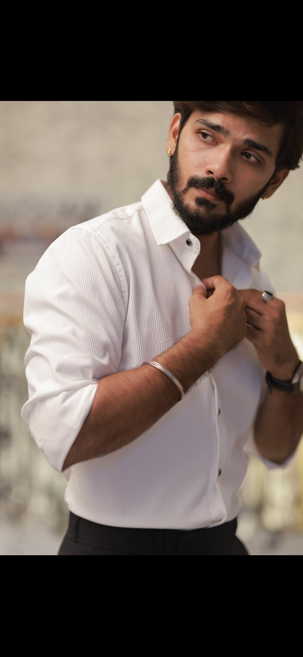 White Imported Wave Full-Hand Shirt