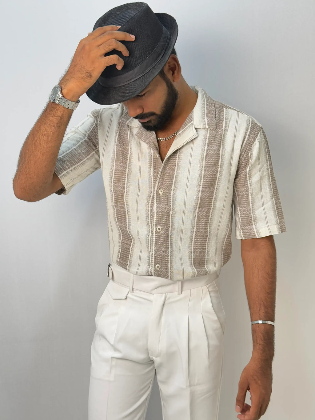 Brown Half Hand Shirt