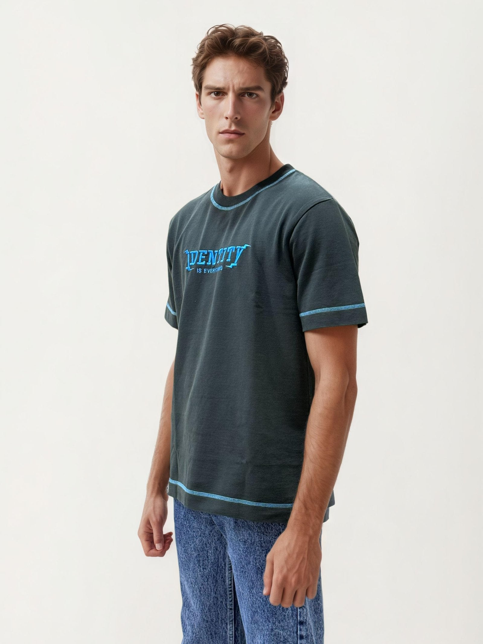 Mid Blue Straight Fit Denim