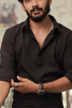Black Imported Wave Full-Hand Shirt