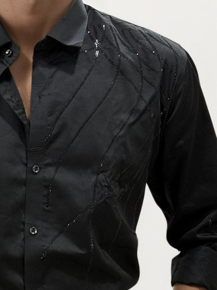 Black Stone Work Fullhand Shirt