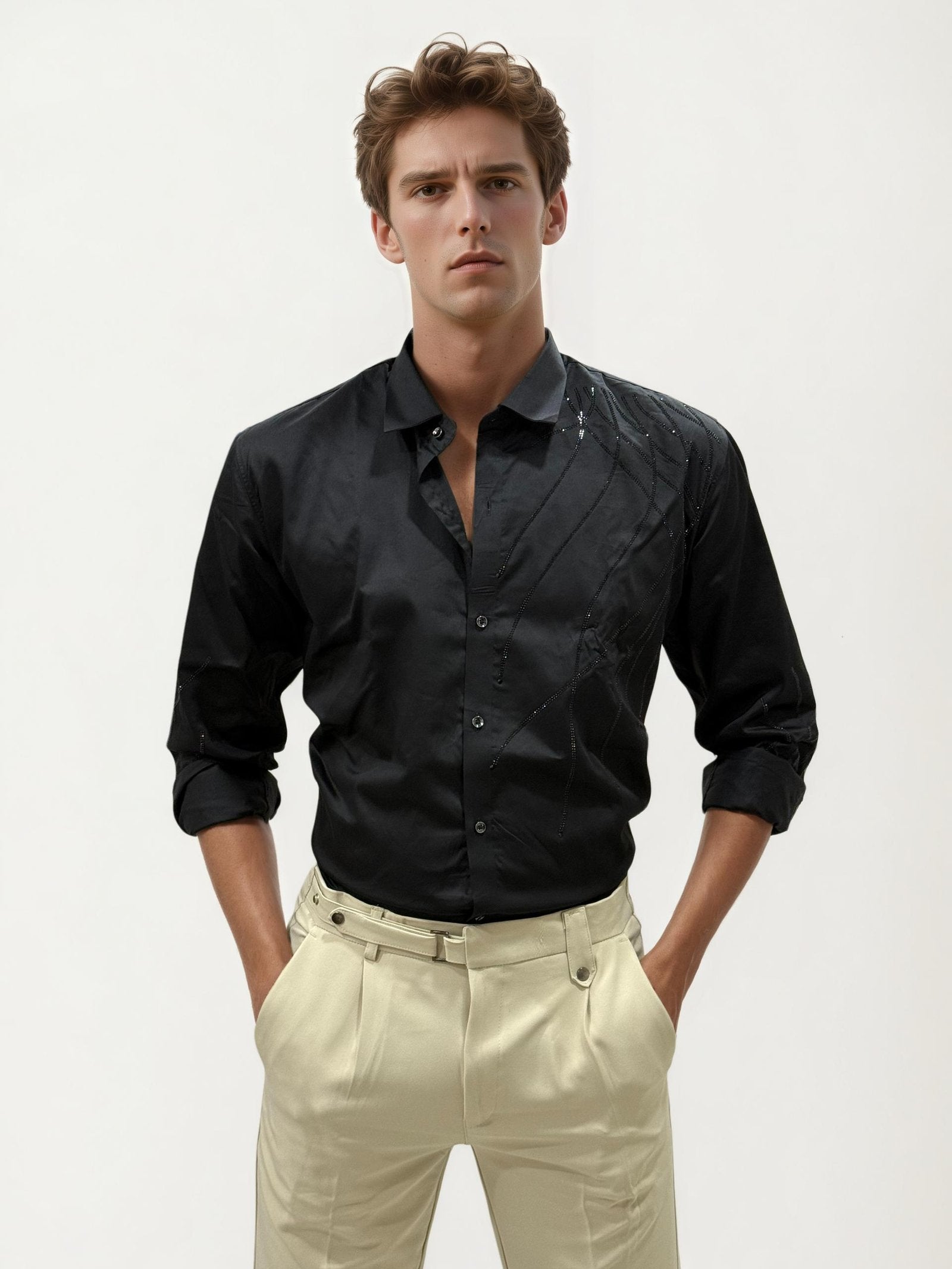 Black Stone Work Fullhand Shirt