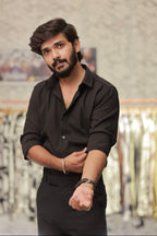 Black Imported Wave Full-Hand Shirt