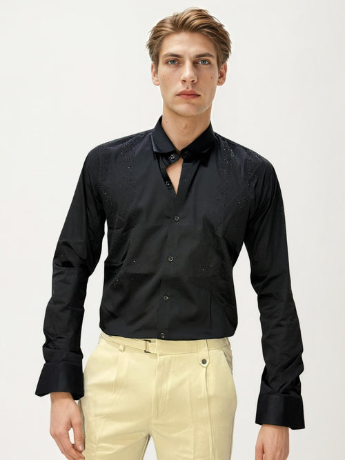 Black Stone Work Fullhand Shirt