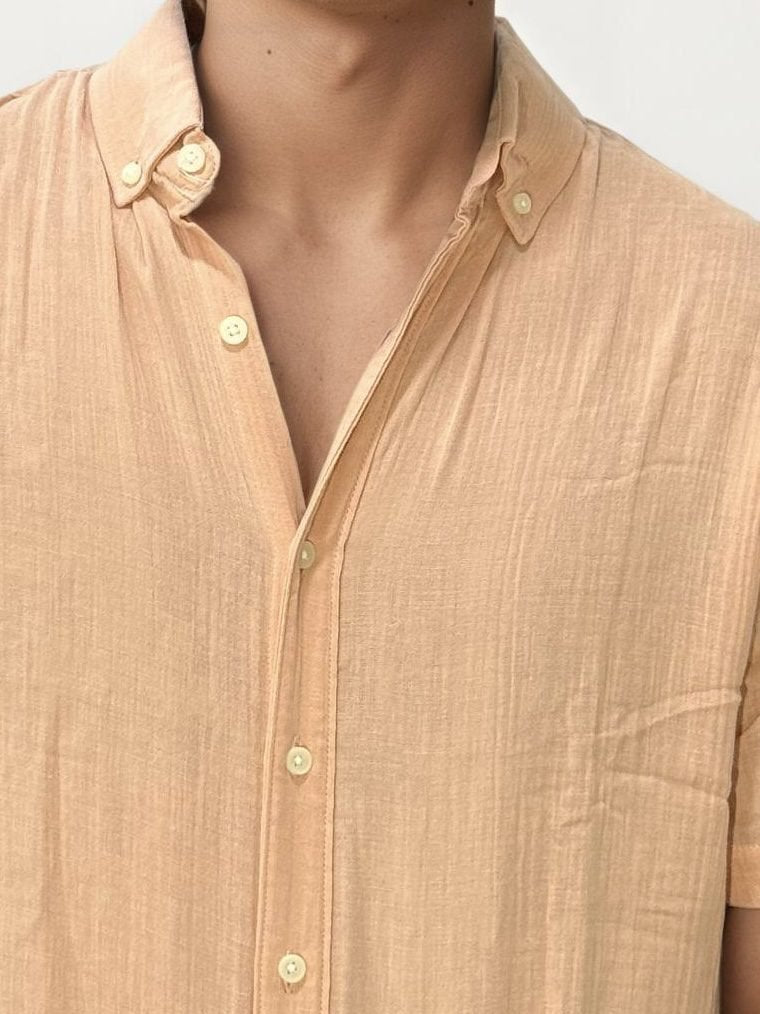 Peach Linen+Cotton Halfhand Shirt