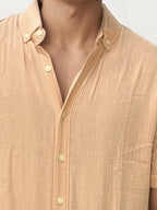 Peach Linen+Cotton Halfhand Shirt