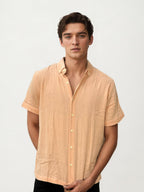 Peach Linen+Cotton Halfhand Shirt