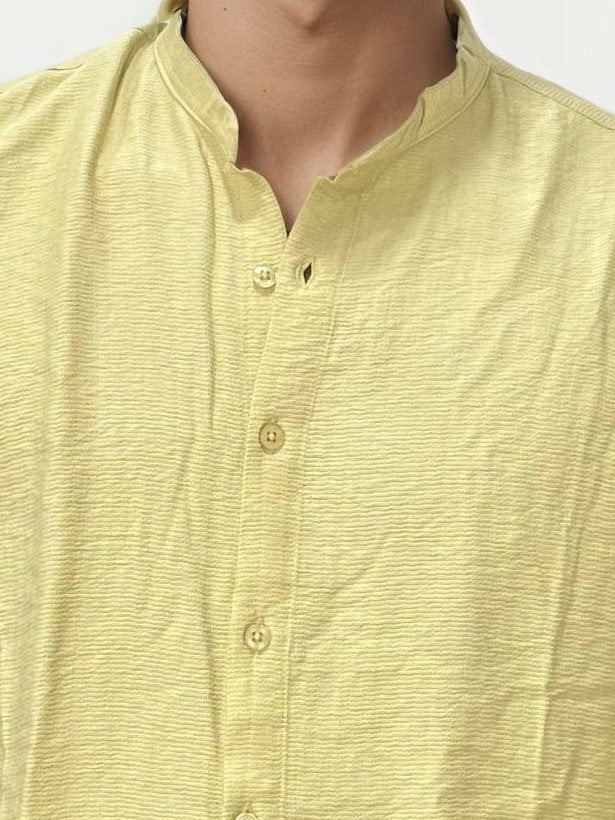 Light Yellow Mandarin Collar Fullhand Shirt