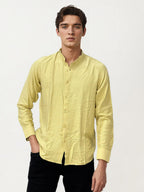 Light Yellow Mandarin Collar Fullhand Shirt