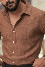 Brown Linen Full-Hand Shirt
