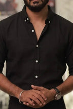 Black Linen Full-Hand Shirt