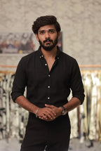 Black Linen Full-Hand Shirt