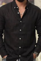 Black Linen Full-Hand Shirt
