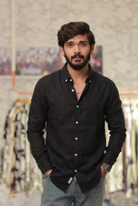 Black Linen Full-Hand Shirt