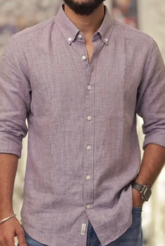 Purple Linen Full-Hand Shirt