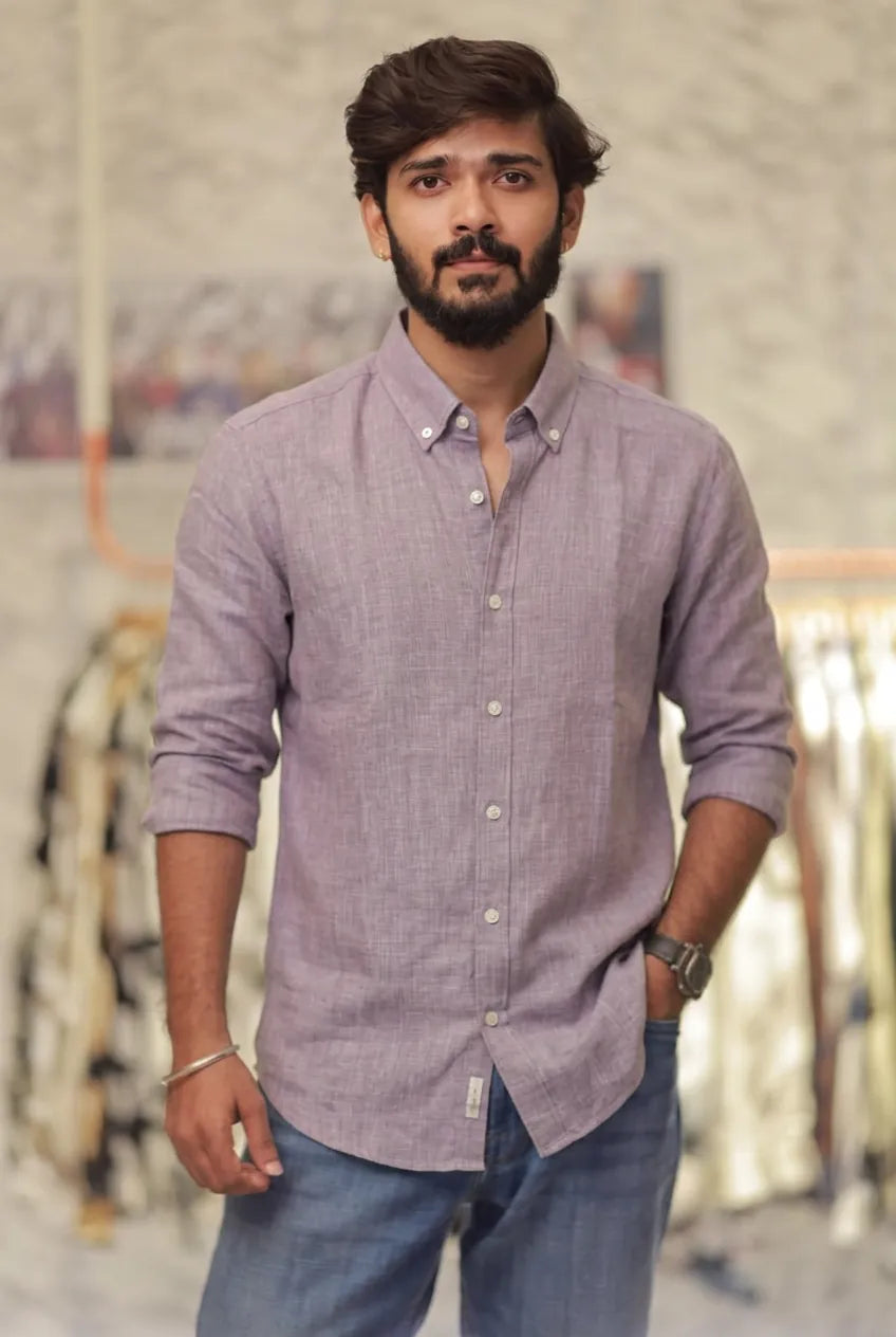 Purple Linen Full-Hand Shirt