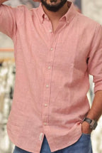 Pink Linen Full-Hand Shirt