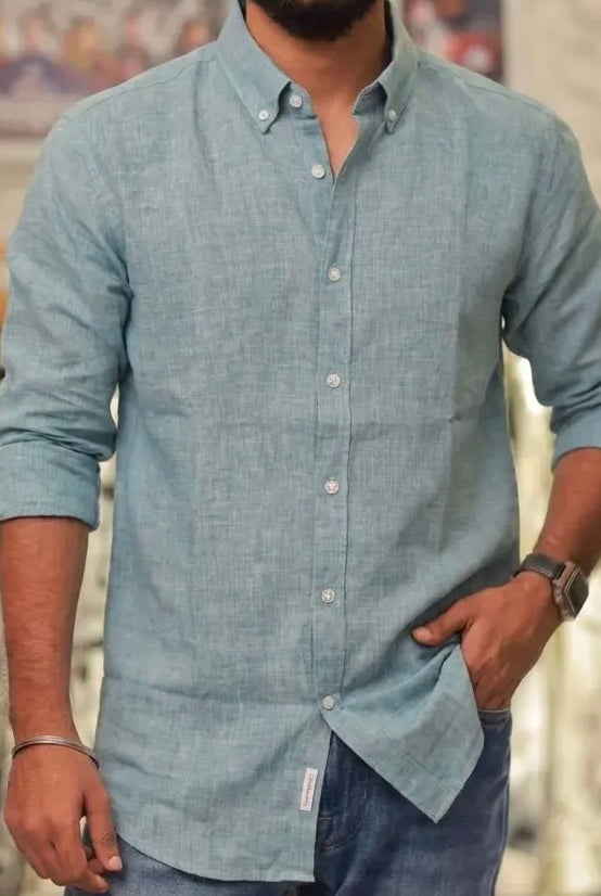 Pinch Green Linen Full-Hand Shirt