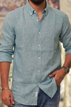 Pinch Green Linen Full-Hand Shirt