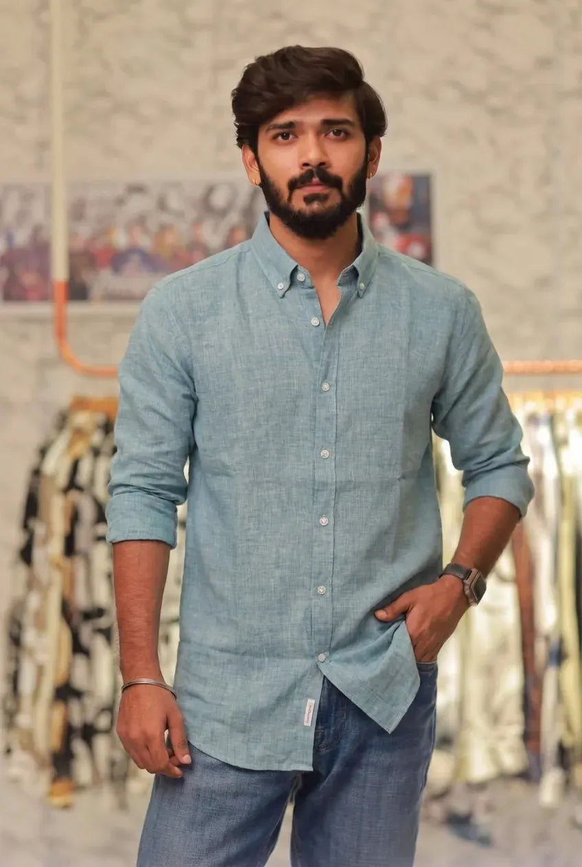 Pinch Green Linen Full-Hand Shirt