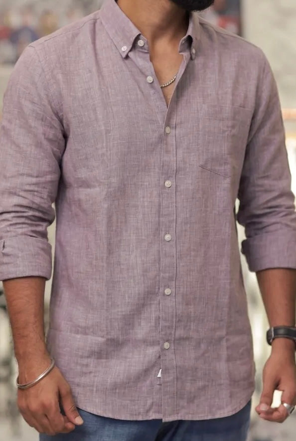 Purple Linen Full-Hand Shirt