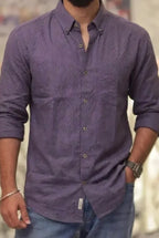 Purple Self-Designed Full-Hand Shirt