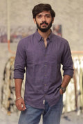 Purple Self-Designed Full-Hand Shirt