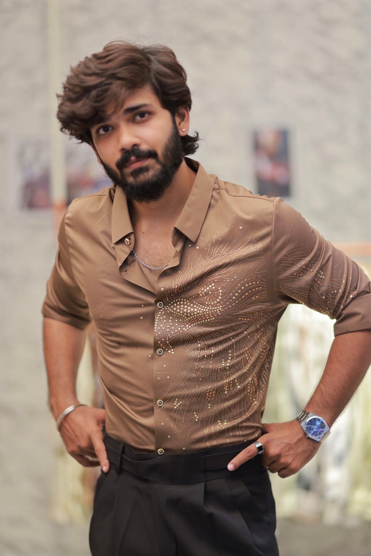 Brown Eagle Stone-Work Shirt
