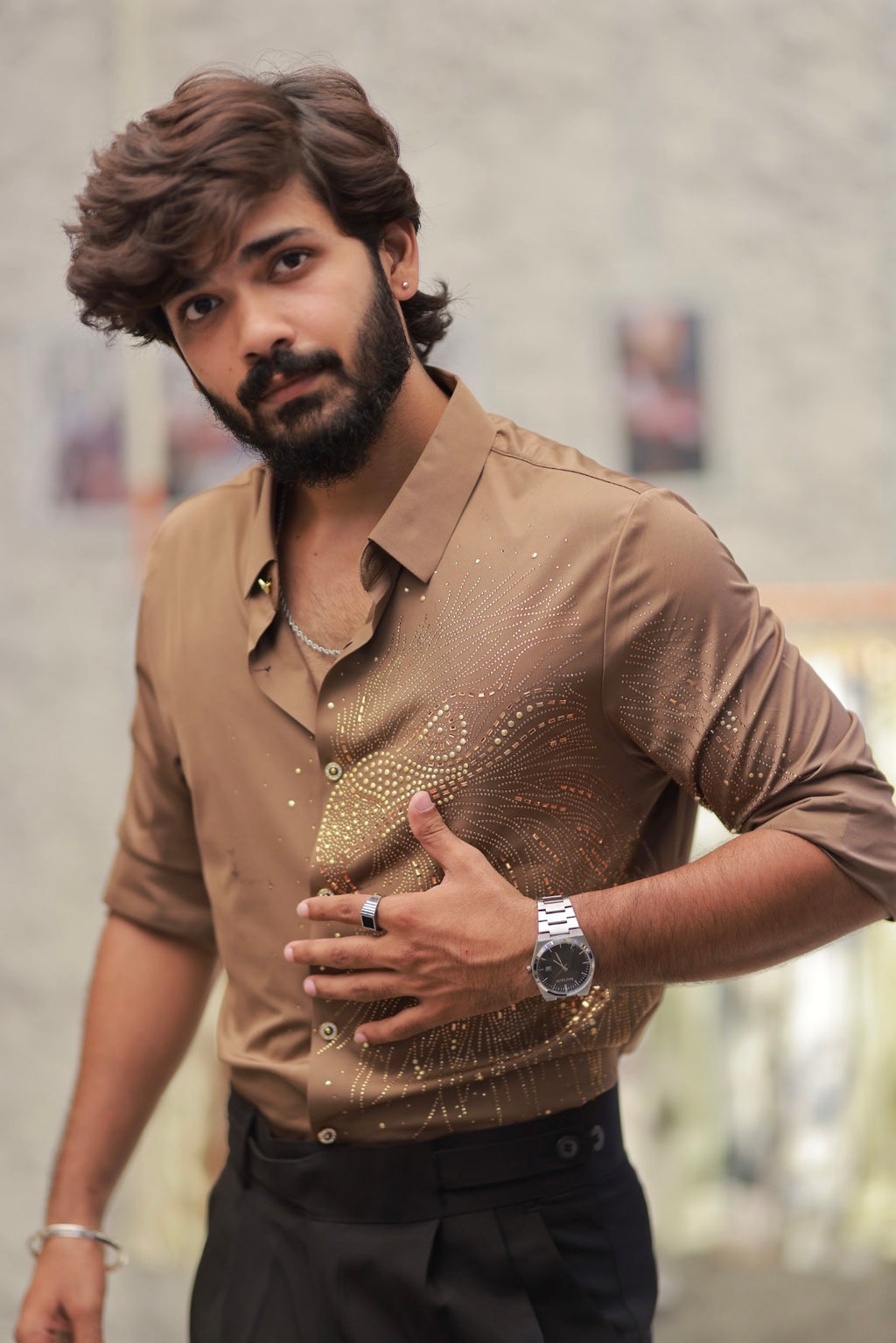 Brown Eagle Stone-Work Shirt