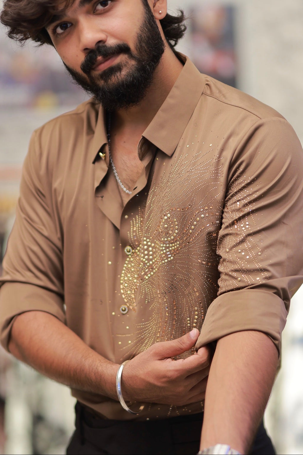 Brown Eagle Stone-Work Shirt