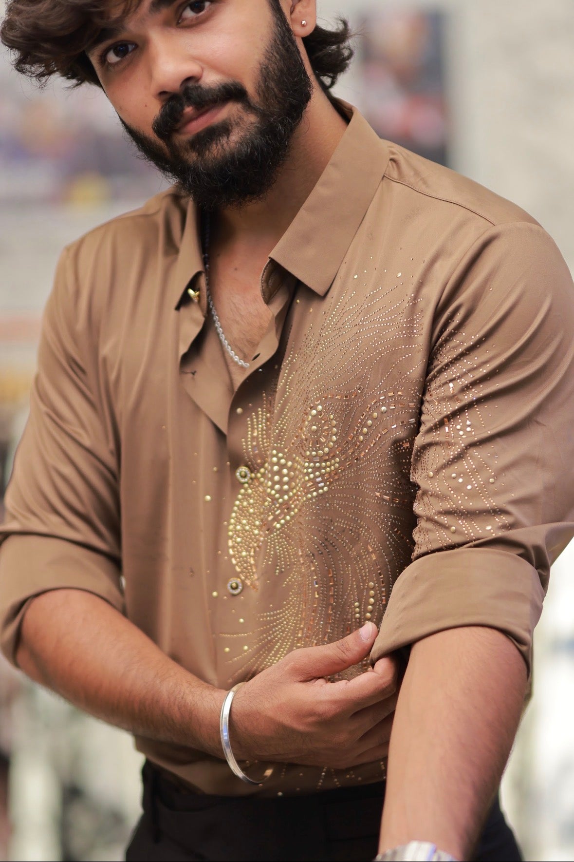 Brown Eagle Stone-Work Shirt