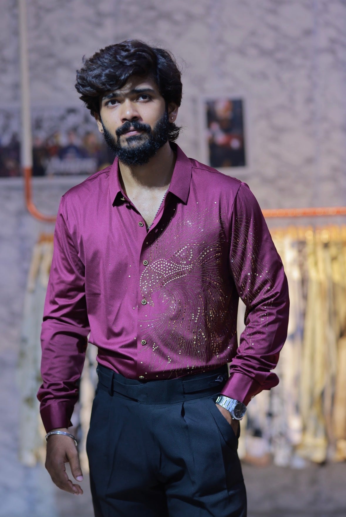 Purple Eagle Stone-Work Shirt