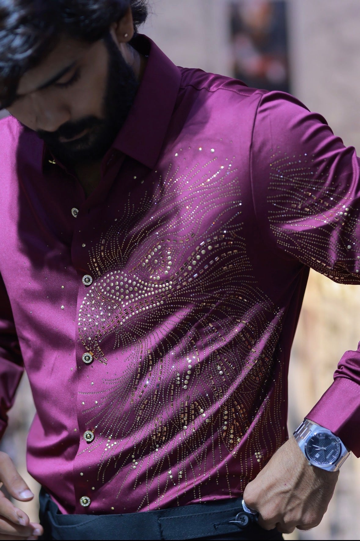 Purple Eagle Stone-Work Shirt