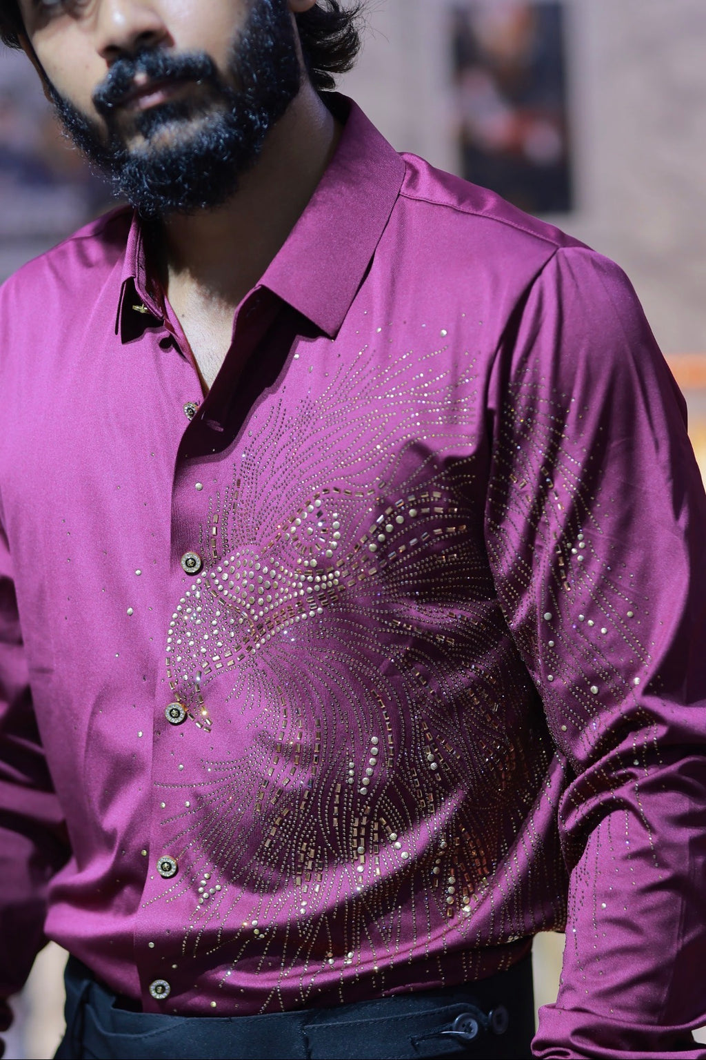 Purple Eagle Stone-Work Shirt