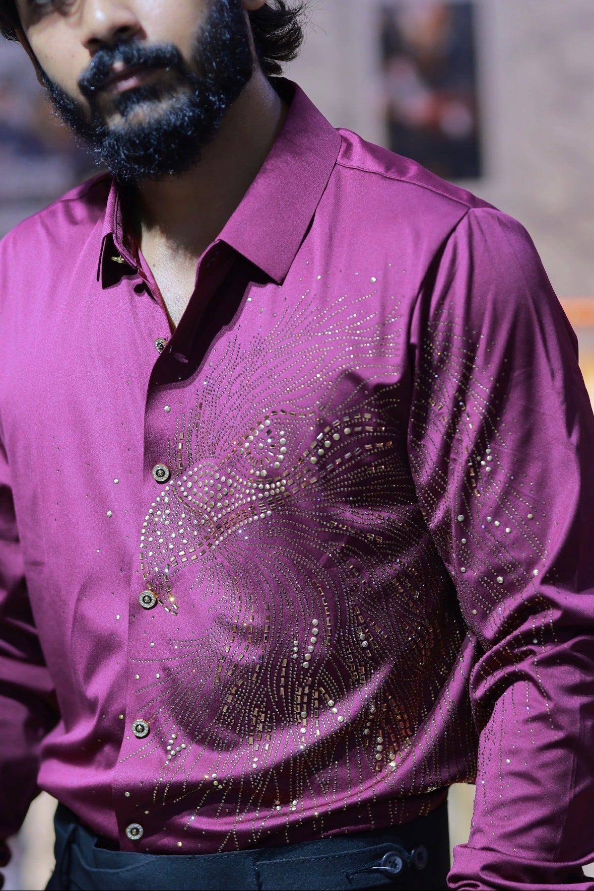 Purple Eagle Stone-Work Shirt