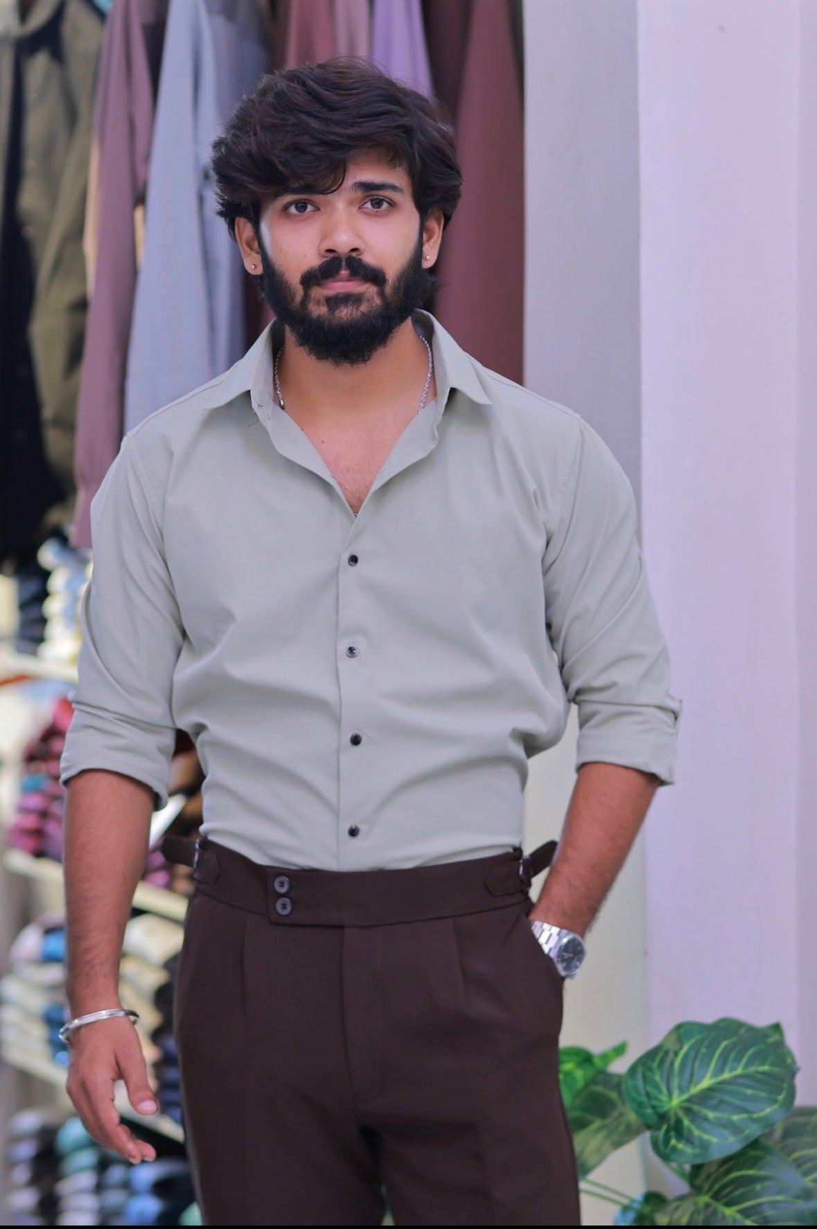 Mint-Green Plain Formal Shirt