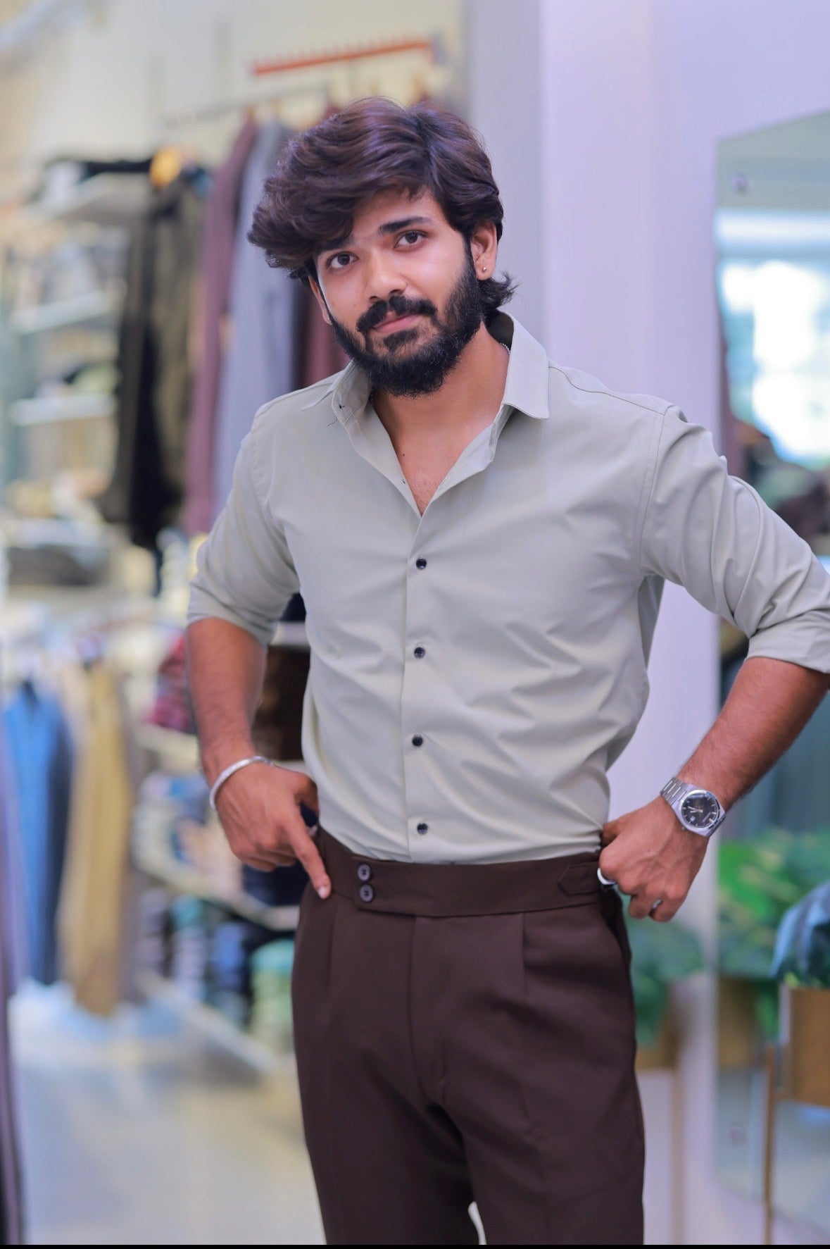 Mint-Green Plain Formal Shirt
