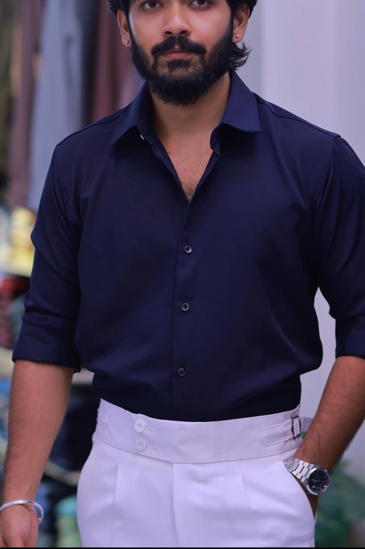 Navy-Blue Plain Formal Shirt