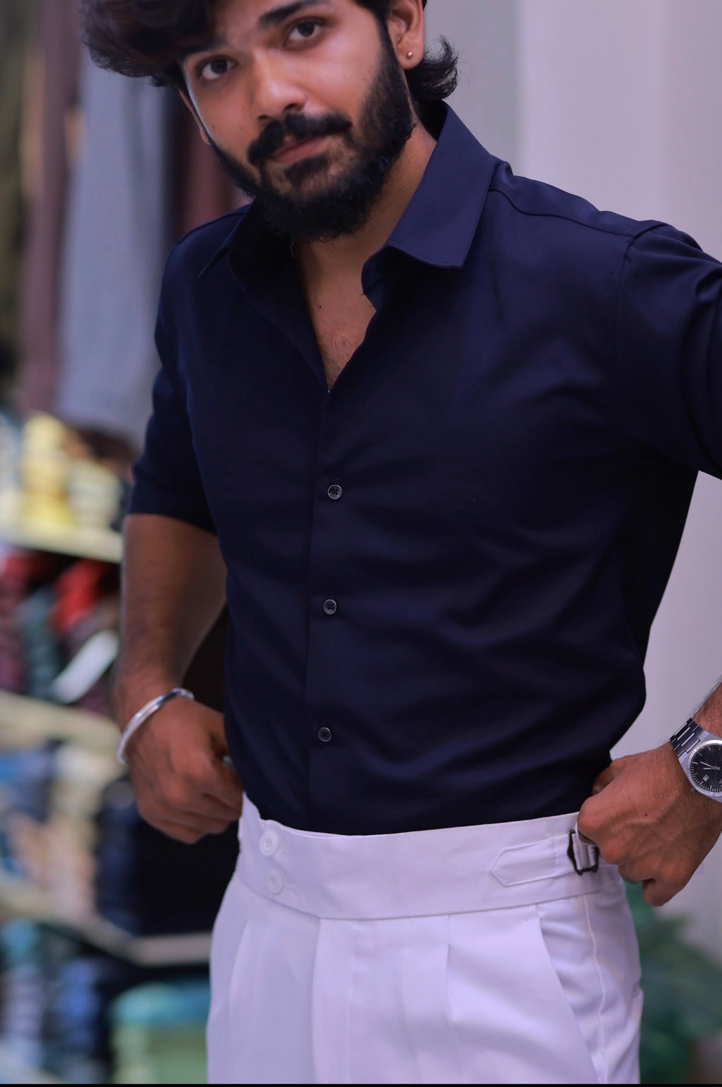 Navy-Blue Plain Formal Shirt