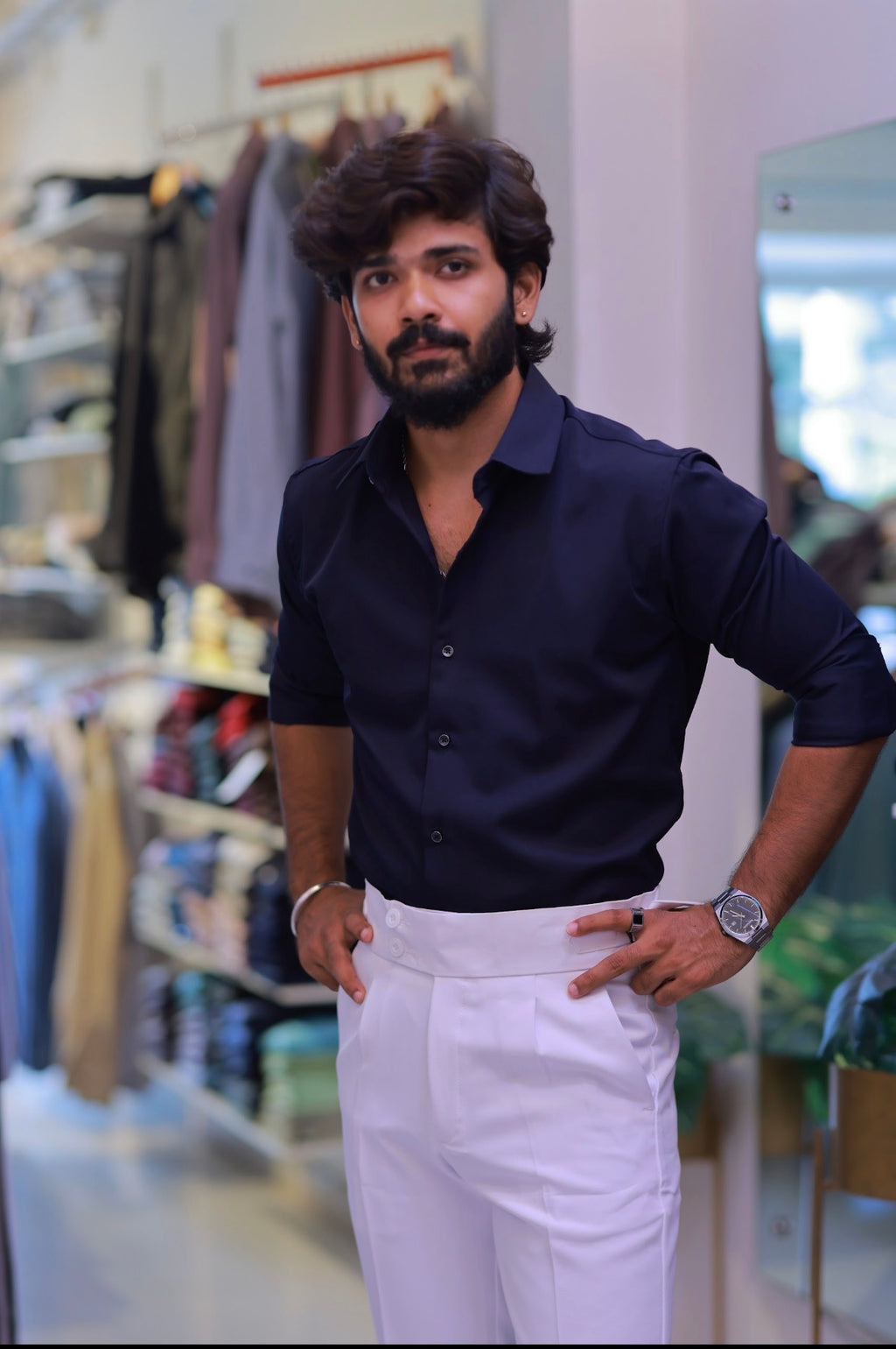 Navy-Blue Plain Formal Shirt