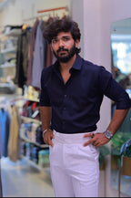 Navy-Blue Plain Formal Shirt