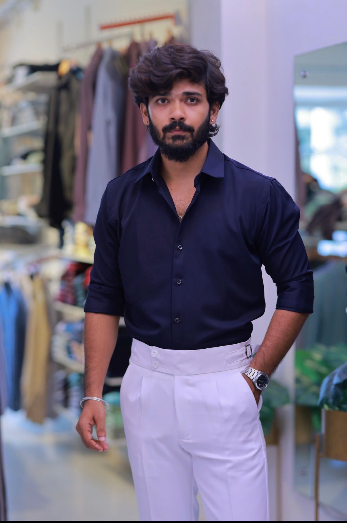 Navy-Blue Plain Formal Shirt