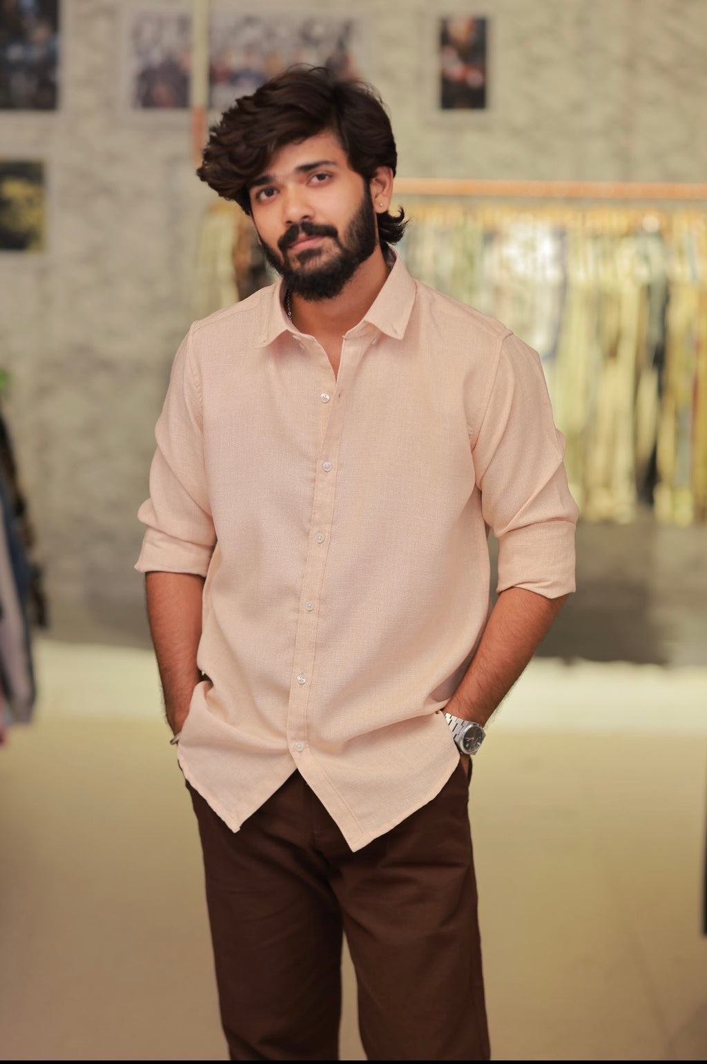 Sandal Linen Full-Hand Shirt