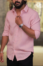 Pink Linen Full-Hand Shirt